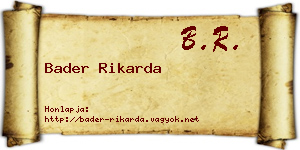 Bader Rikarda névjegykártya